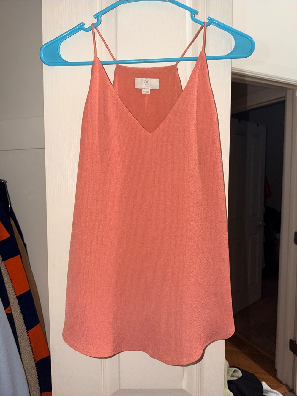 LOFT Coral Sleeveless V-Neck Spaghetti Strap Tank